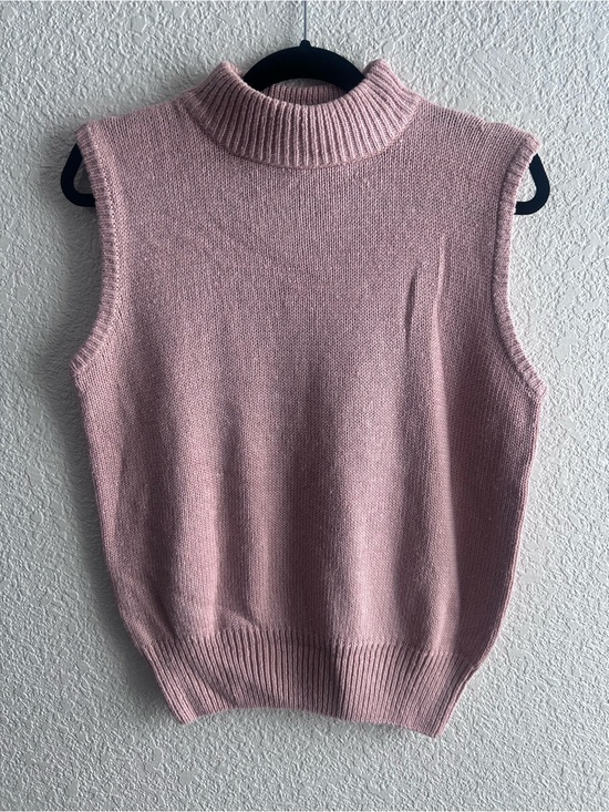 j.g. hook Tops - Vintage J.G. Hook Silk Cotton Linen Pink Mock Neck Feminine Sweater Vest
